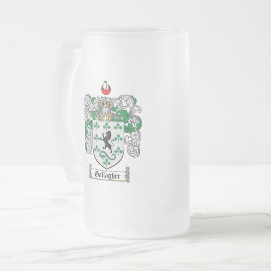 GALLAGHER FAMILIENWAPPEN - GALLAGHER WAPPEN MATTGLAS BIERGLAS (Vorderseite Links)