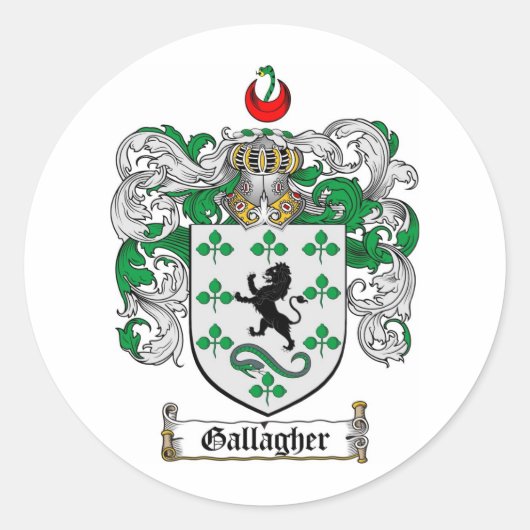 GALLAGHER-FAMILIENWAPPEN - GALLAGHERMUTTER RUNDER AUFKLEBER (Vorderseite)