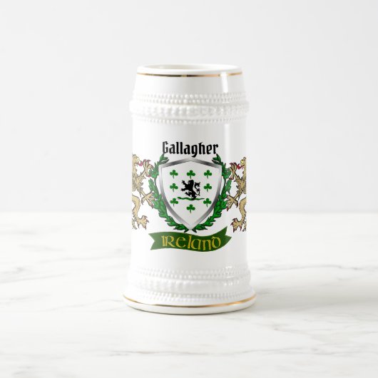Gallagher/O'Gallagher Irish Shield Bierstein Bierglas (Mittel)