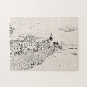 Galle Dutch Fort Sri Lanka Pen Ink Illustration Puzzle