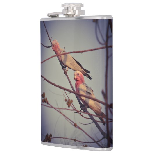 Galle Vögel in Baum 2 Flachmann (Links)