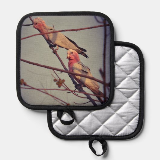 Galle Vögel in Baum 2 Topflappen (Vorderseite/Rückseite)