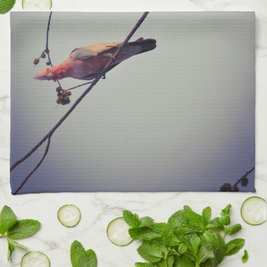 Galle Vögel in Baum 3 Geschirrtuch (Gefaltet)