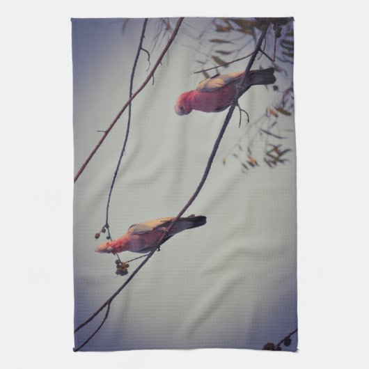 Galle Vögel in Baum 3 Geschirrtuch (Vertikal)