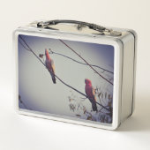 Galle Vögel in Baum 3 Metall Brotdose (Rückseite)