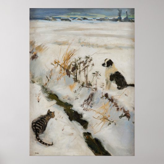 Gallen-Kallela - Katze und Hund Poster (Vorne)