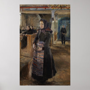 Gallen-Kallela - Mädchen in der alten Kirche in Ke Poster