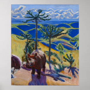 Gallen-Kallela - Nashorn und Euphorbienbäume Poster