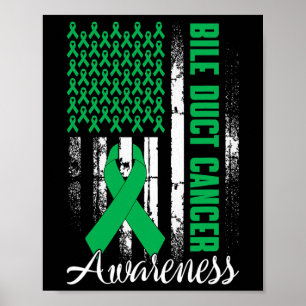 Gallenwegskrebs-Bewusstsein Kelly Green Ribbon US  Poster