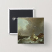 Galleon in den stürmischen Meeren Button (Vorne & Hinten)
