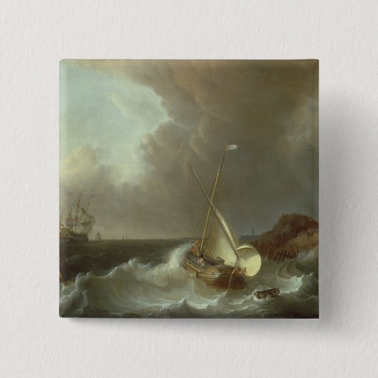 Galleon in den stürmischen Meeren Button (Vorderseite)