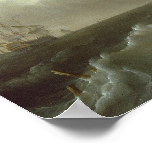 Galleon in der Sturmsee Poster (Ecke)