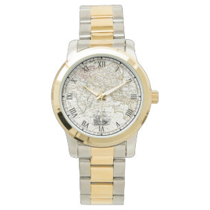 Galleon Segelschiff ~ 1789 Karte der östlichen Hem Armbanduhr