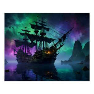 Galleon unter den Spuk Sternen Poster