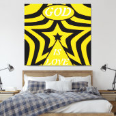 Gallery-Wrapped Canvas: Cyber Yellow & Black Star Leinwanddruck (Insitu (Schlafzimmer))