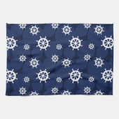Galley Kitchen Ships Wheels Navy Blue and White Geschirrtuch (Horizontal)
