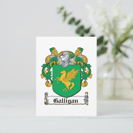 Galligan-Familienwappen Postkarte (Stehend Vorderseite)