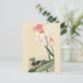 Gallinule mit Lotus-Blume von Ohara Koson Postkarte (Stehend Vorderseite)
