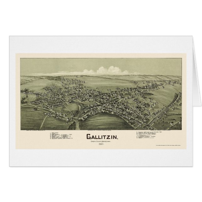 Gallitzin, panoramische Karte PAs - 1901 (Vorderseite (Horizontal))