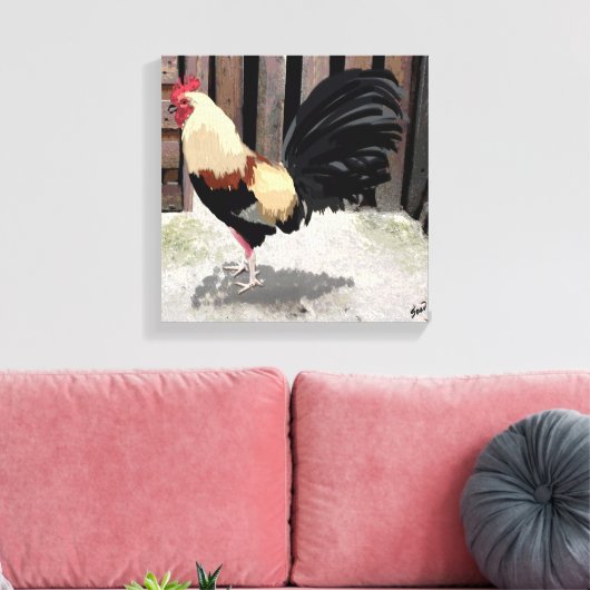 Gallo de Pelea/Gamecock Stretched Canvas Print Leinwanddruck (Insitu (Wohnzimmer))