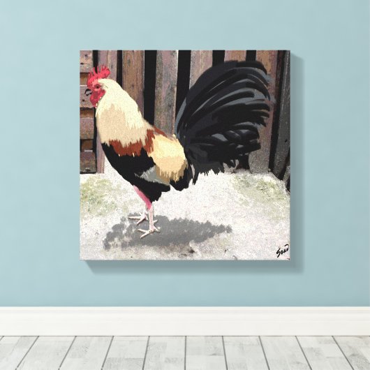 Gallo de Pelea/Gamecock Stretched Canvas Print Leinwanddruck (Insitu (Holzboden))