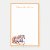 Gallopierpferd mit Blumenkranz Post-it Klebezettel (Vorderseite)