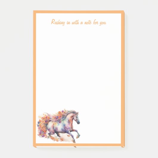 Gallopierpferd mit Blumenkranz Post-it Klebezettel (Vorderseite)