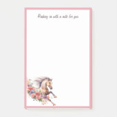 Gallopierpferd mit Blumenkranz Post-it Klebezettel (Vorderseite)