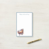 Gallopierpferd mit Blumenkranz Post-it Klebezettel (Auf Schreibtisch)