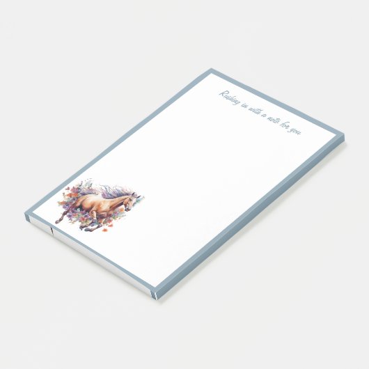 Gallopierpferd mit Blumenkranz Post-it Klebezettel (angewinkelt)