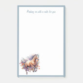 Gallopierpferd mit Blumenkranz Post-it Klebezettel (Vorderseite)