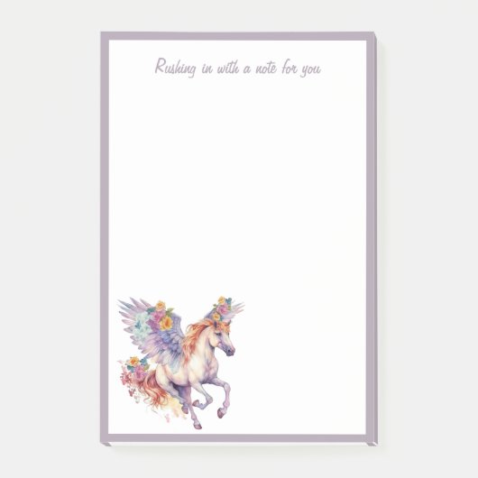 Gallopierpferd mit Blumenkranz Post-it Klebezettel (Vorderseite)