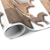 Gallopierpferde Silhouetten aus Holz Geschenkpapier (Rolleneckpunkt)