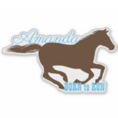 Gallopierreitende Silhouette personalisiert Aufkleber (Vorderseite)