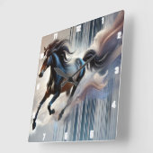 Galloping, ausgefeilt von einem Pferd künstlerisch Quadratische Wanduhr (Winkel)