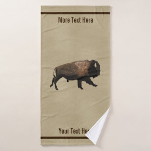 Galloping Bison auf altes Papier Badhandtuch Set