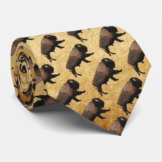 Galloping Bison auf altes Papier Krawatte (Gerollt)
