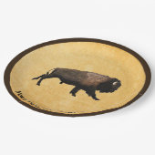 Galloping Bison auf altes Papier Pappteller (Schrägansicht)