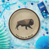 Galloping Bison auf altes Papier Pappteller (Party)