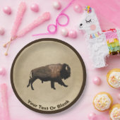 Galloping Bison auf altes Papier Pappteller (Party)
