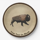Galloping Bison auf altes Papier Pappteller (Vorderseite)