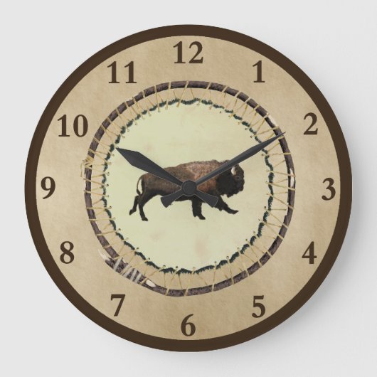 Galloping Bison Große Wanduhr (Vorderseite)