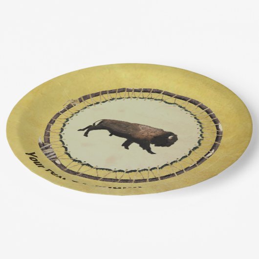 Galloping Bison Pappteller (Schrägansicht)