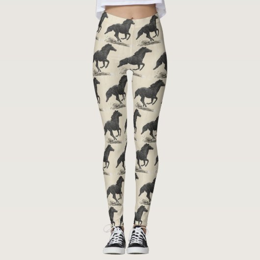 Galloping Black Horse Leggings (Vorderseite)