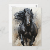 Galloping Black Horse Postcard Postkarte (Vorne/Hinten)