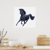 Galloping Black Horse Print Poster (Küche)