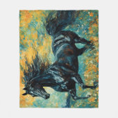 Galloping Black Stallion Fleecedecke (Vorderseite)