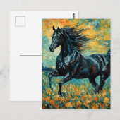 Galloping Black Stallion Postkarte (Vorne/Hinten)