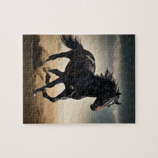 Galloping Black Stallion Puzzle (Horizontal)