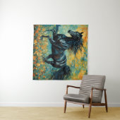 Galloping Black Stallion Tapestry Wandteppich (Beispiel (Horizontal))